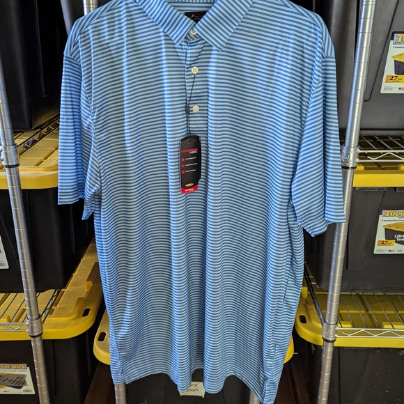 Greg Norman Collection Blue Polo Shirt Classic Stripes - Picture 1 of 7